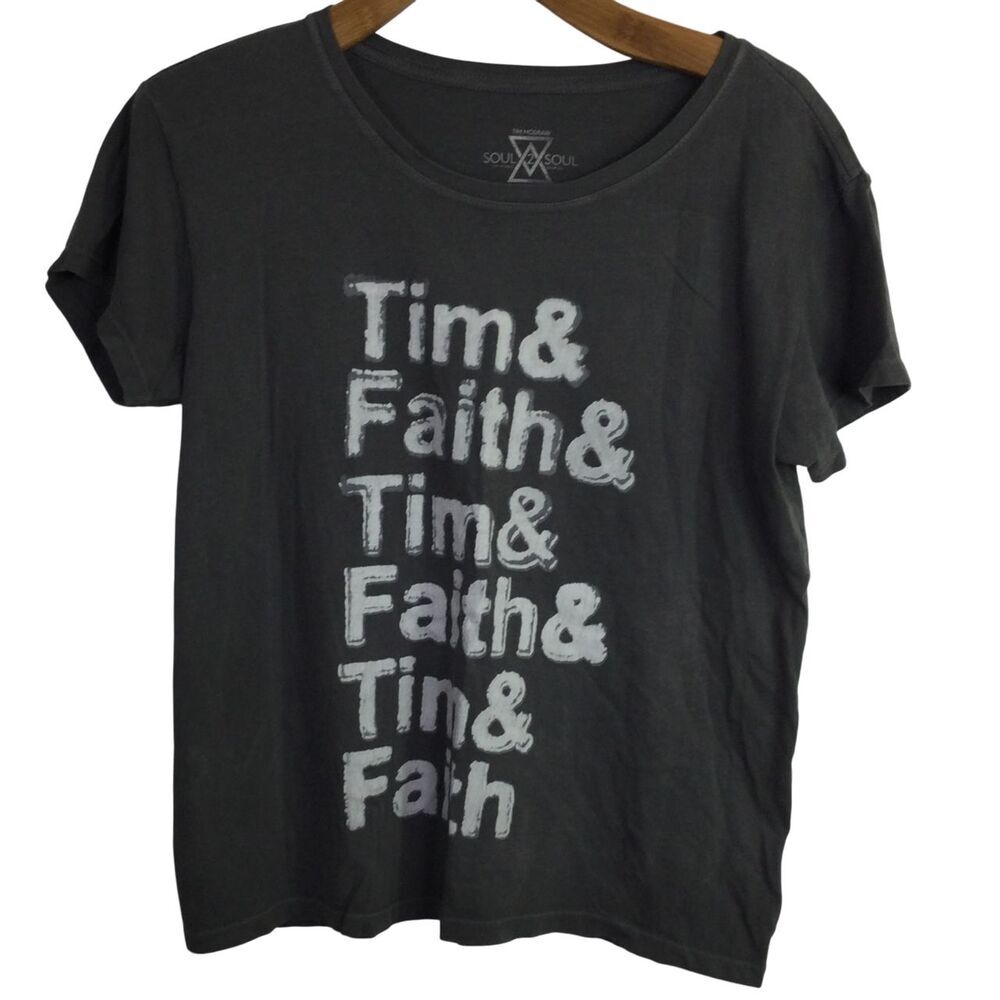 Lucky Brand Womens World Tour Soul 2 Soul Tim Mcgraw Faith Hill Tee Shirt Gray M